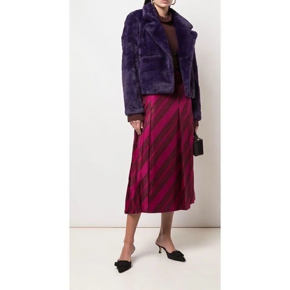 Brand New Apparis Tukio Faux Fur Biker Jacket Purple size Small